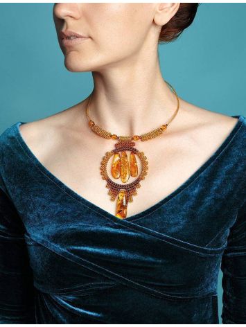 Handcrafted Lemon Amber Necklace With Beads The Fable, image , picture 5