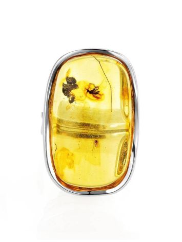 One Size Amber Ring In Sterling Silver With Inclusions The Clio, Ring Size: Adjustable, image , picture 4
