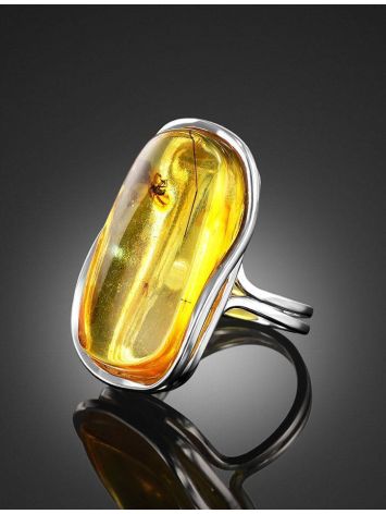 One Size Amber Ring In Sterling Silver With Inclusions The Clio, Ring Size: Adjustable, image , picture 5