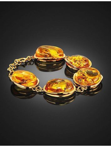 Link Amber Bracelet In Gold Plated Silver With Inclusions The Clio, image , picture 4
