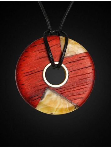 Round Amber Pendant With Padauk Wood The Indonesia, image , picture 3