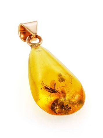 Drop Amber Pendant In Gold With Inclusion The Clio, image , picture 3