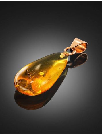 Drop Amber Pendant In Gold With Inclusion The Clio, image , picture 4