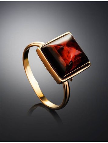 Adjustable Golden Ring With Square Cut Amber The Ovation, Ring Size: Adjustable, image , picture 2