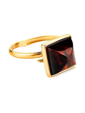 Adjustable Golden Ring With Square Cut Amber The Ovation, Ring Size: Adjustable, image , picture 4