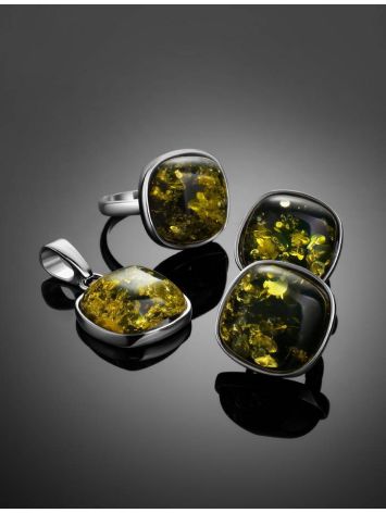 Green Amber Ring In Sterling Silver The Copenhagen, Ring Size: 5.5 / 16, image , picture 5