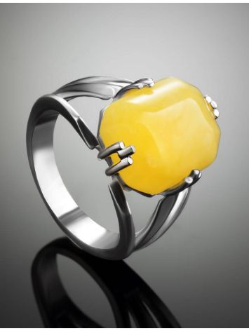Faceted Amber Ring In Sterling Silver The Jazz, Ring Size: 11.5 / 21, image , picture 2