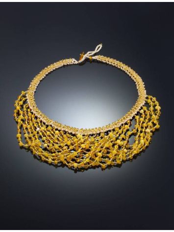 Handcrafted Amber Necklace With Yellow Glass Beads The Fable, image , picture 2