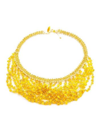 Handcrafted Amber Necklace With Yellow Glass Beads The Fable, image , picture 3