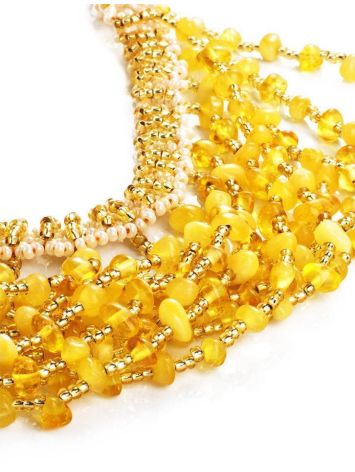 Handcrafted Amber Necklace With Yellow Glass Beads The Fable, image , picture 4