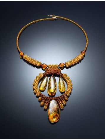 Handcrafted Lemon Amber Necklace With Beads The Fable, image , picture 2