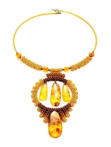 Handcrafted Lemon Amber Necklace With Beads The Fable, image , picture 4