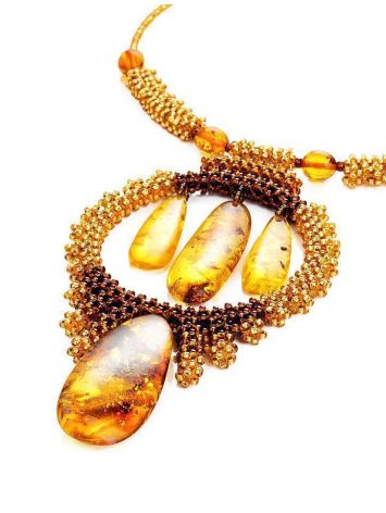Handcrafted Lemon Amber Necklace With Beads The Fable, image , picture 3