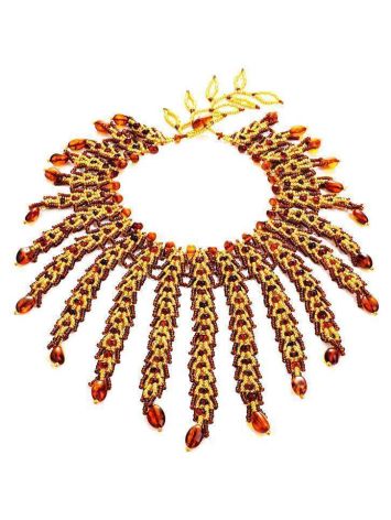 Handcrafted Cherry Amber Necklace With Glass Beads The Fable, image , picture 3