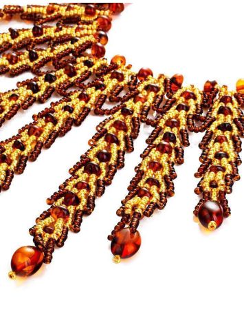 Handcrafted Cherry Amber Necklace With Glass Beads The Fable, image , picture 4