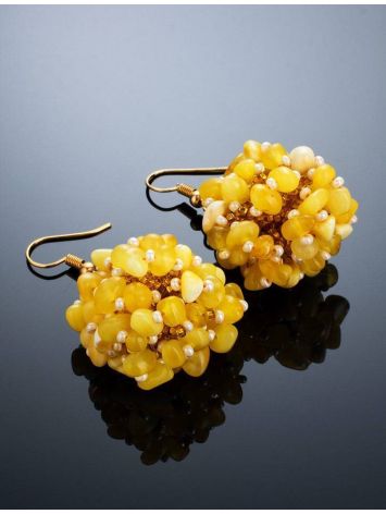 Braided Drop Earrings With Honey Amber And Glass Beads The Fable, image , picture 2