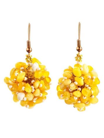 Braided Drop Earrings With Honey Amber And Glass Beads The Fable, image , picture 4