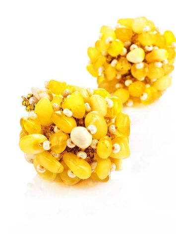 Braided Drop Earrings With Honey Amber And Glass Beads The Fable, image , picture 3