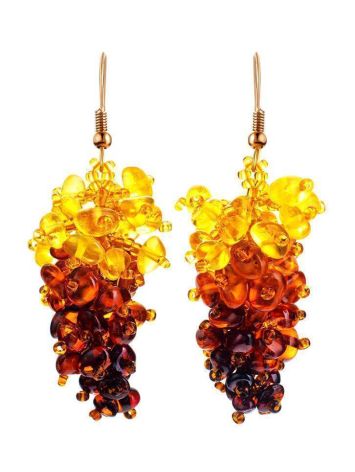 Multicolor Amber Drop Earrings With Glass Beads The Fable, image , picture 4