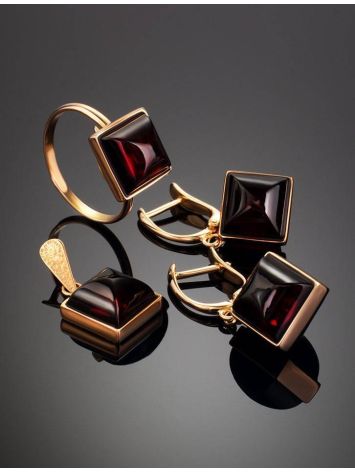 Adjustable Golden Ring With Square Cut Amber The Ovation, Ring Size: Adjustable, image , picture 7