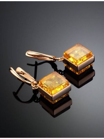Lemon Amber Earrings In Gold The Ovation, image , picture 2