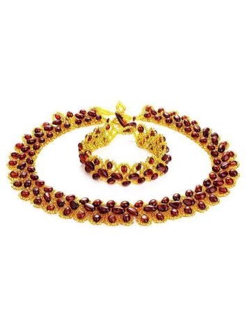 Amber Necklace With Yellow Glass Beads The Fable, image , picture 6