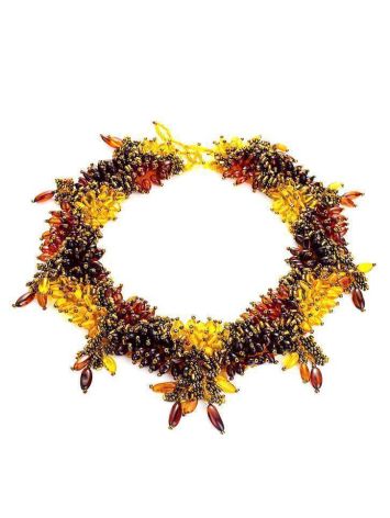 Multicolor Amber Necklace With Small Glass Beads The Fable, image , picture 3