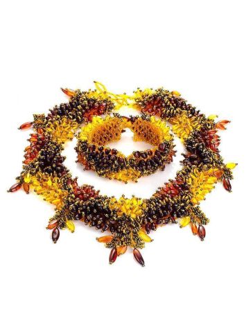 Multicolor Amber Necklace With Small Glass Beads The Fable, image , picture 5