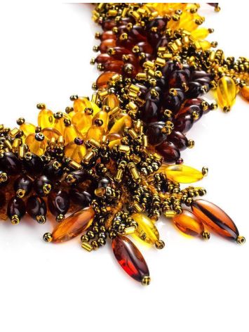 Multicolor Amber Necklace With Small Glass Beads The Fable, image , picture 6