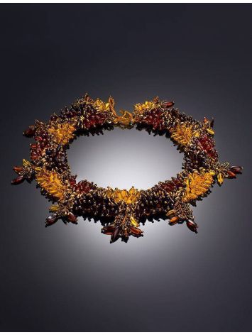 Multicolor Amber Necklace With Small Glass Beads The Fable, image , picture 2