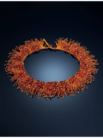 Cherry Amber Necklace With Brown Glass Beads The Fable, image , picture 2