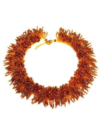 Cherry Amber Necklace With Brown Glass Beads The Fable, image , picture 3