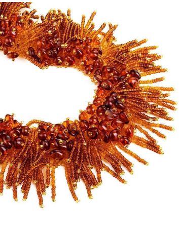 Cherry Amber Necklace With Brown Glass Beads The Fable, image , picture 4