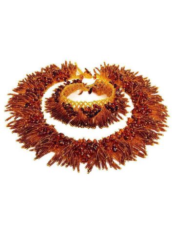 Cherry Amber Necklace With Brown Glass Beads The Fable, image , picture 5