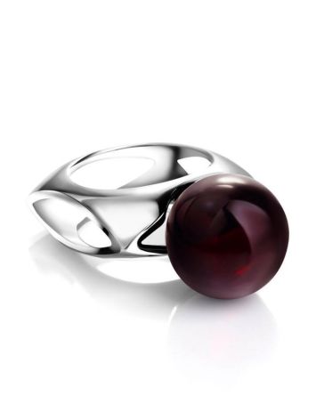 Stylish Silver Ring With Cherry Amber The Jupiter, Ring Size: 4 / 15, image , picture 3