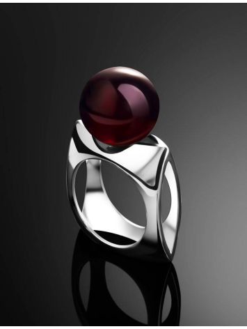 Stylish Silver Ring With Cherry Amber The Jupiter, Ring Size: 4 / 15, image , picture 2