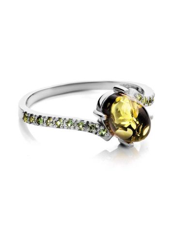 Amber Ring In Sterling Silver With Green Crystals The Raphael, Ring Size: 10 / 20, image , picture 3