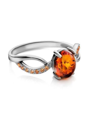 Amber Ring With Champagne Crystals In Sterling Silver The Raphael, Ring Size: 10 / 20, image , picture 3