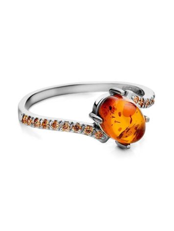 Amber Ring In Sterling Silver With Crystals The Raphael, Ring Size: 5.5 / 16, image , picture 3