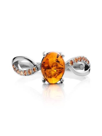 Amber Ring With Champagne Crystals In Sterling Silver The Raphael, Ring Size: 10 / 20, image , picture 4