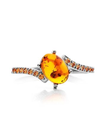 Amber Ring In Sterling Silver With Crystals The Raphael, Ring Size: 5.5 / 16, image , picture 4