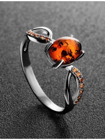 Amber Ring With Champagne Crystals In Sterling Silver The Raphael, Ring Size: 10 / 20, image , picture 2