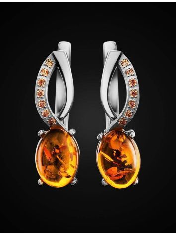 Amber Earrings In Sterling Silver With Champagne Crystals The Raphael, image , picture 2