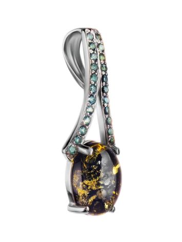 Amber Pendant In Sterling Silver With Green Crystals The Raphael, image , picture 3
