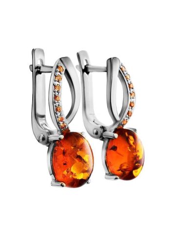 Amber Earrings In Sterling Silver With Champagne Crystals The Raphael, image , picture 3