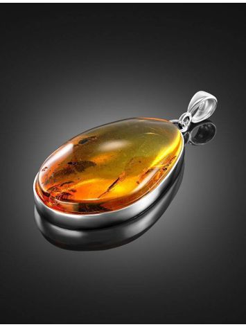 Drop Amber Pendant In Sterling Silver With Inclusions The Clio, image , picture 2