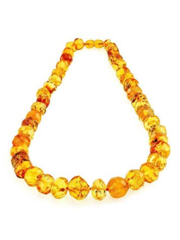 Hammer Polished Lemon Amber Beaded Necklace, image , picture 4
