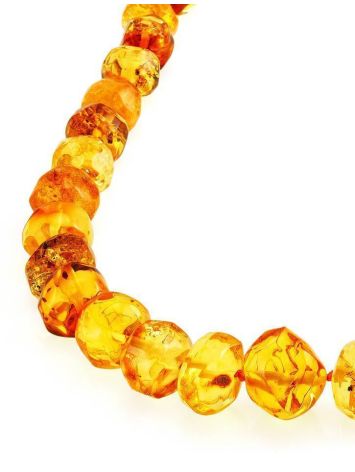 Hammer Polished Lemon Amber Beaded Necklace, image , picture 5