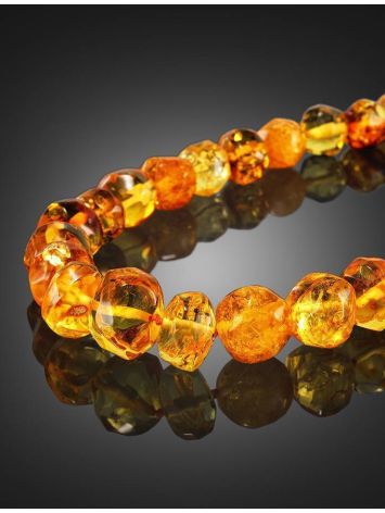 Hammer Polished Lemon Amber Beaded Necklace, image , picture 3