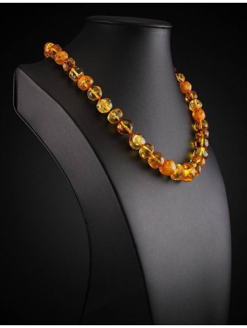 Hammer Polished Lemon Amber Beaded Necklace, image , picture 2
